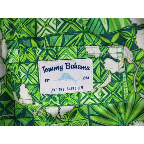 Tommy Bahama Swim Trunks Mens Large Green Floral Mesh Lined Pockets - Picture 8 of 12